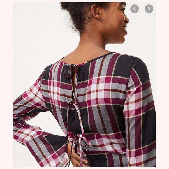 NWT LOFT Tie Back Plaid Dress - Picture 3 of 3